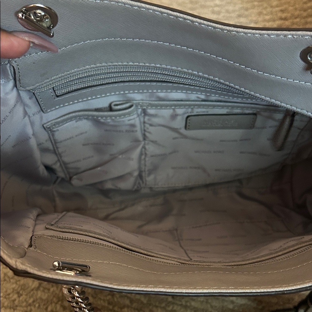 Michael Kors Light Gray Chain Shoulder Bag